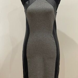 Divided 6 Faux‎ Leather Bodycon Mini Black Gray Mini Dress 149